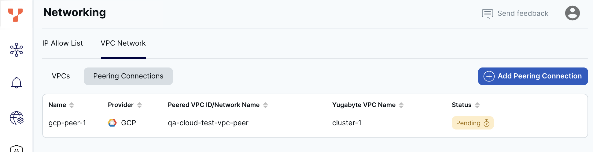 Peering connections Peering connections