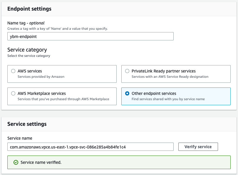 AWS Create endpoint AWS Create endpoint