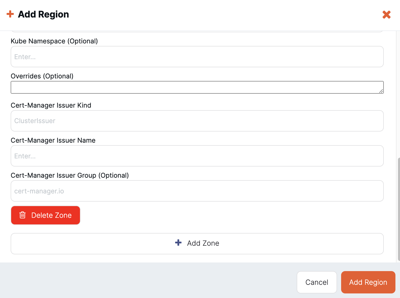Add new region